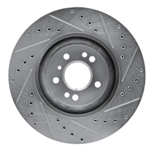 Mercedes-Benz ML350 Brake Rotor (1) - Front Left - R1 Concepts - Drilled & Slotted - Silver - `06-`12